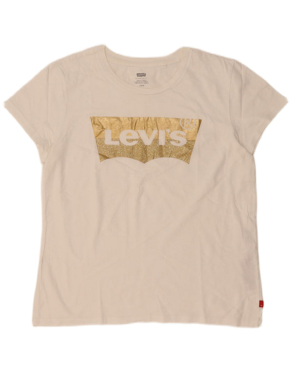 Levi's Womens Graphic T-Shirt Top UK 16 Large White Cotton