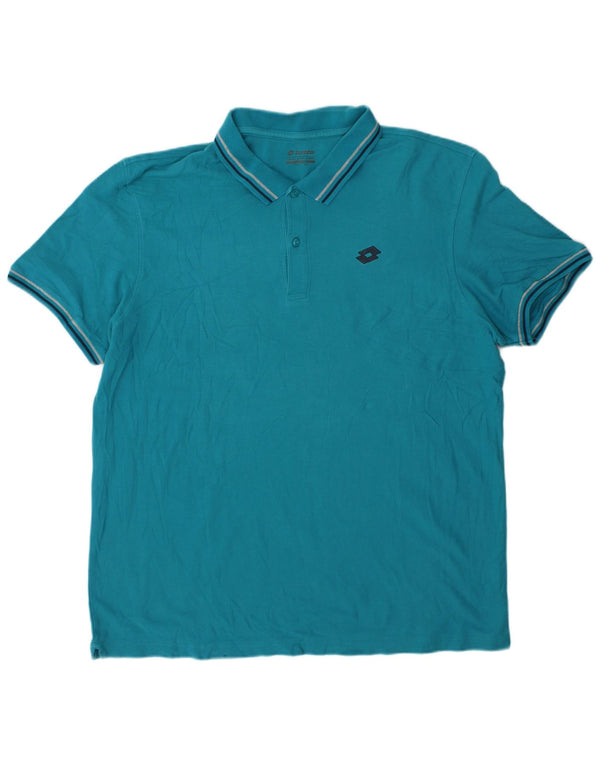 Lotto Mens Polo Shirt 3XL Turquoise Striped