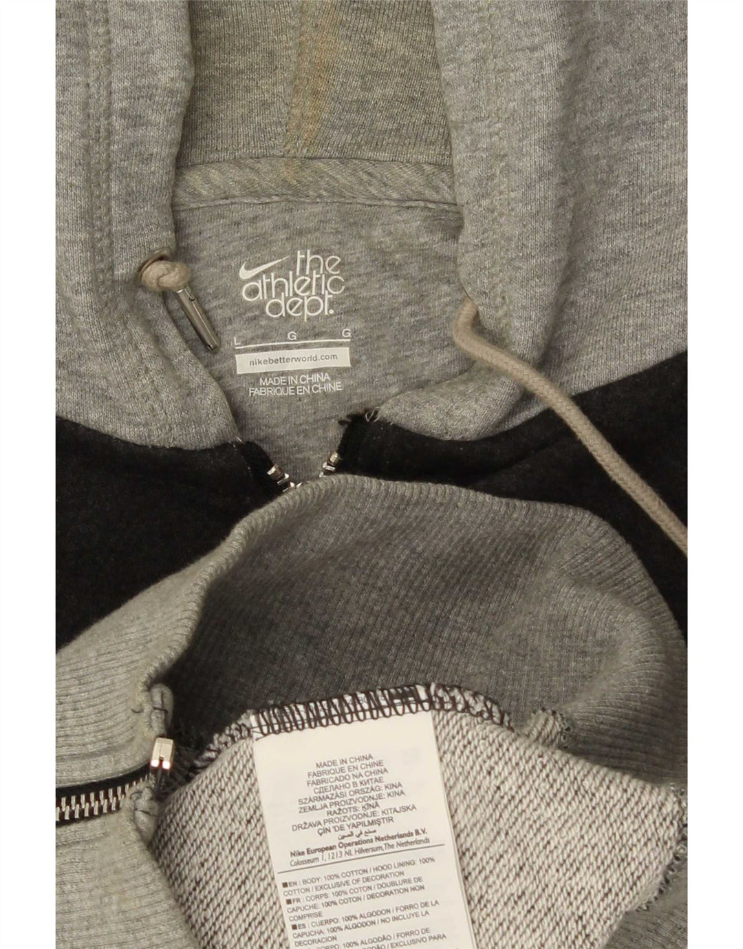 Nike Mens Graphic Zip Hoodie Sweater Large Grey Cotton