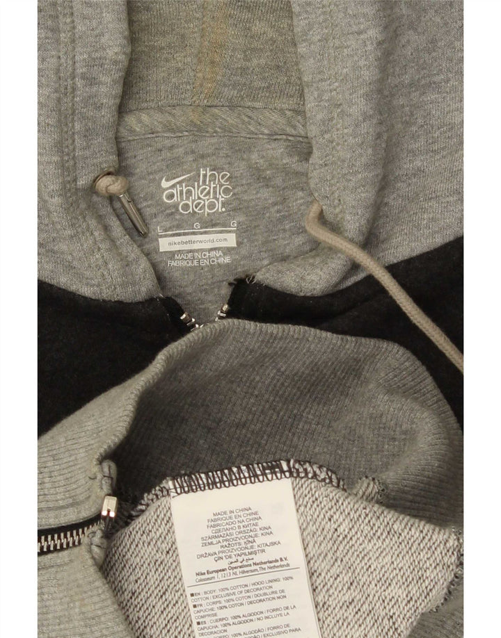 Nike Mens Graphic Zip Hoodie Sweater Large Grey Cotton