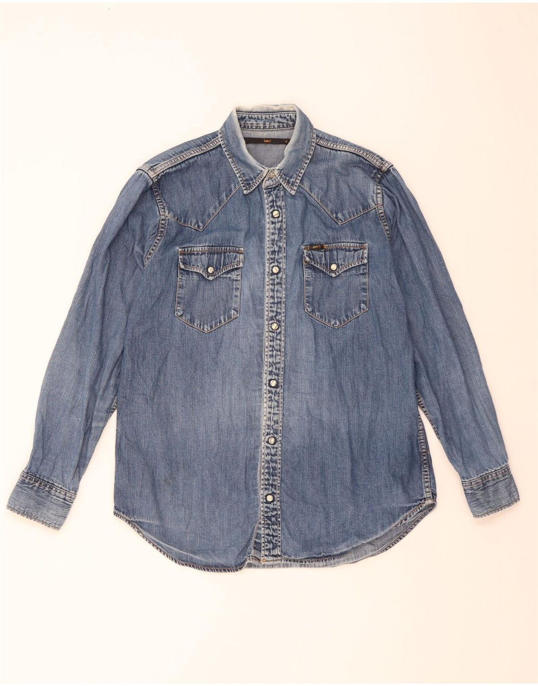 Lee Mens Denim Shirt Medium Blue Cotton