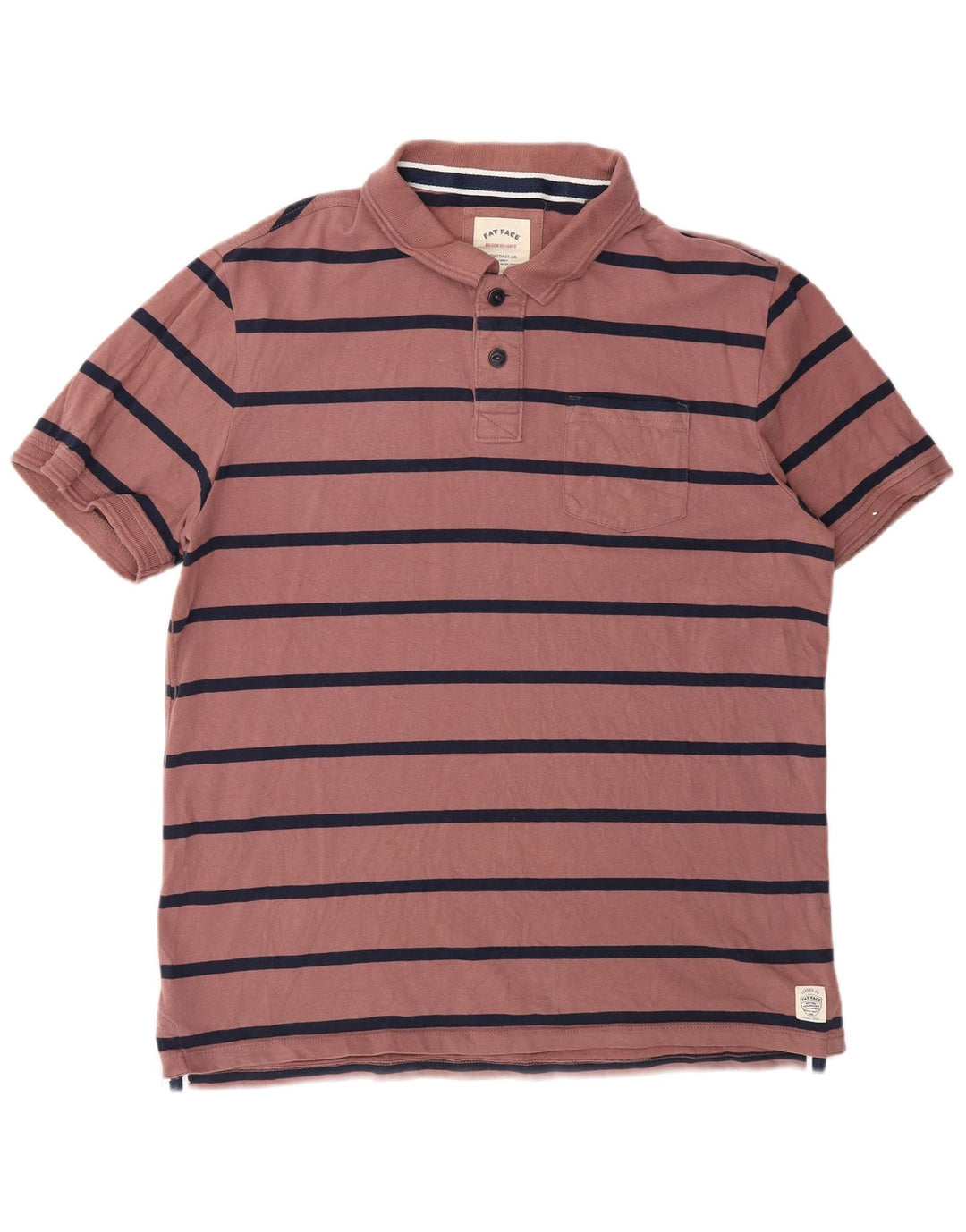 Fat Face Mens Polo Shirt Large Burgundy Striped
