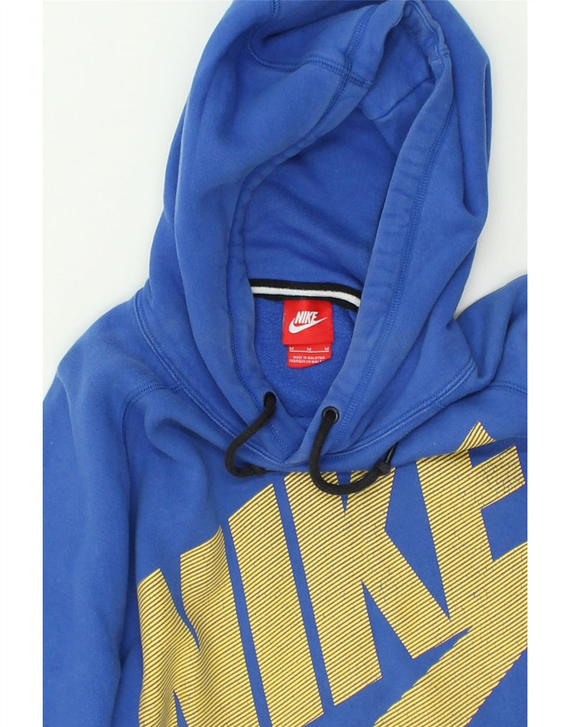 NIKE Womens Graphic Hoodie Jumper UK 14 Medium Blue Cotton | Vintage Nike | Thrift | Second-Hand Nike | Used Clothing | Messina Hembry 