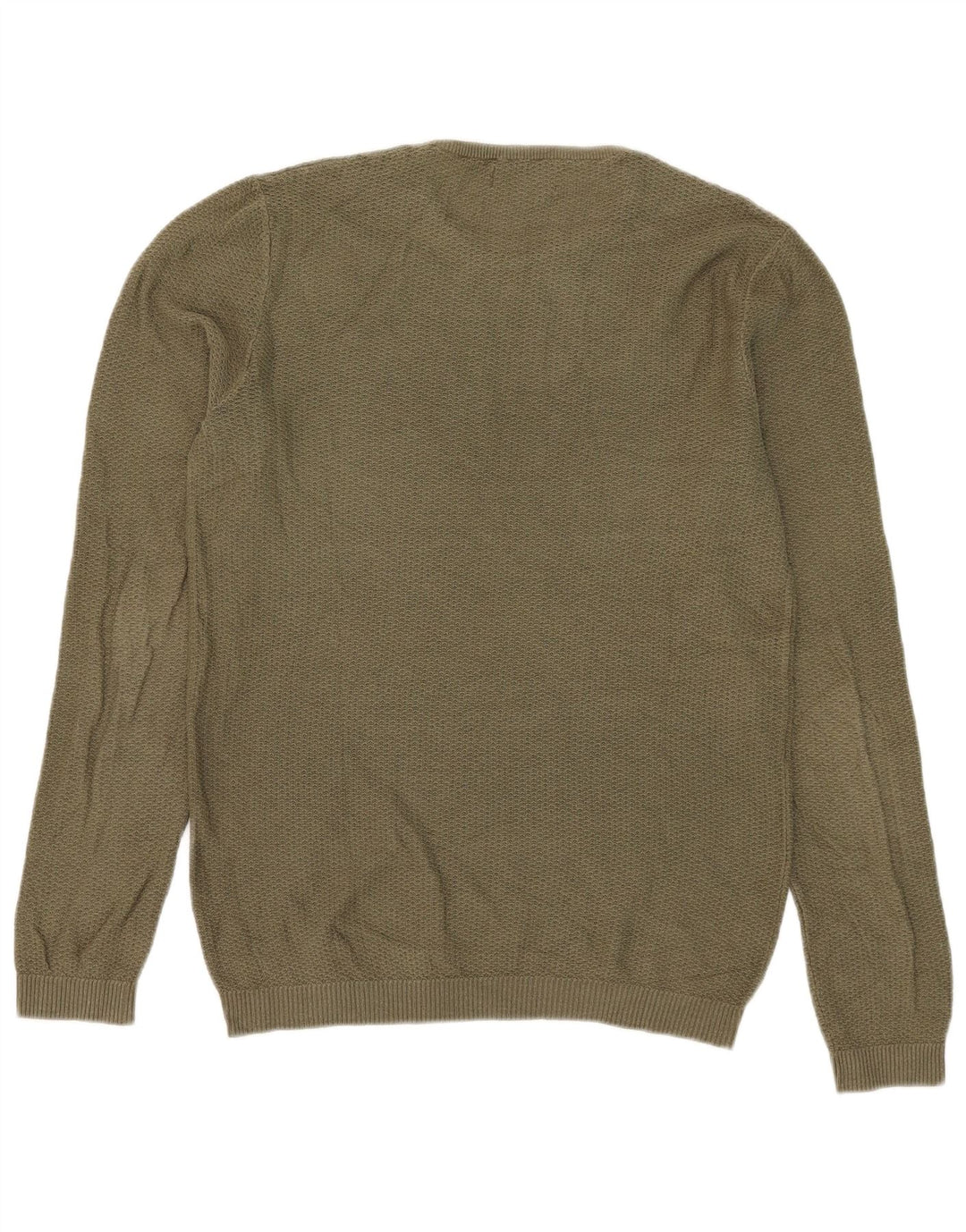 Zara Mens Crew Neck Jumper Sweater Medium Khaki