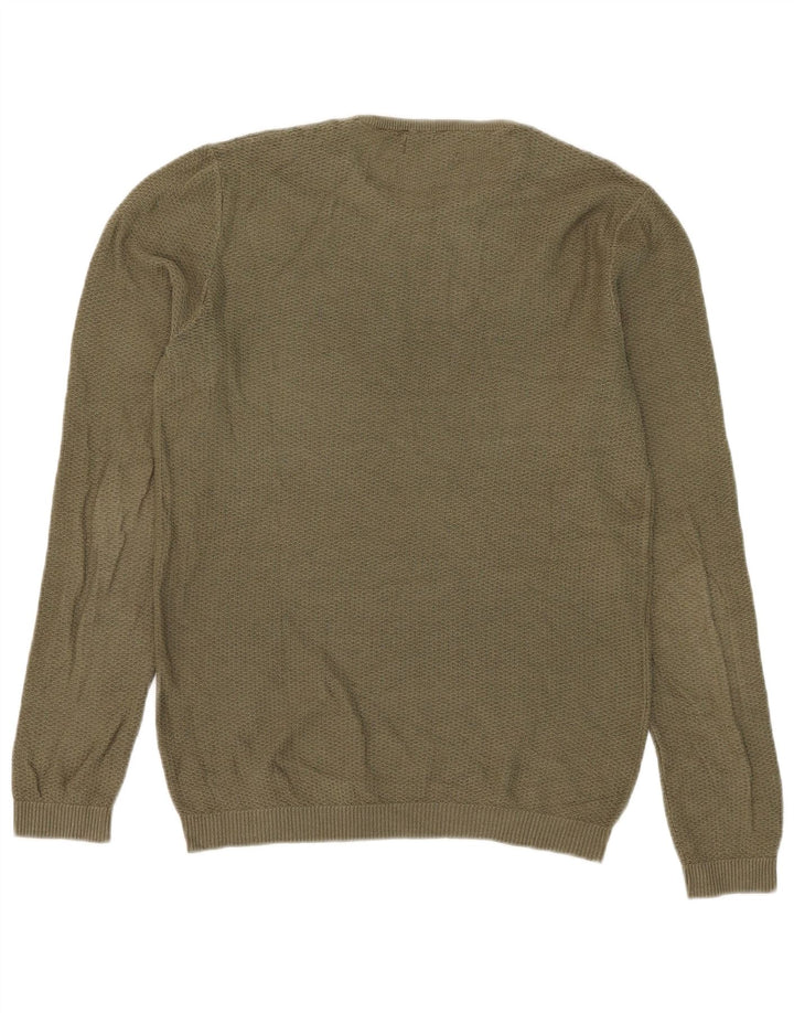 Zara Mens Crew Neck Jumper Sweater Medium Khaki