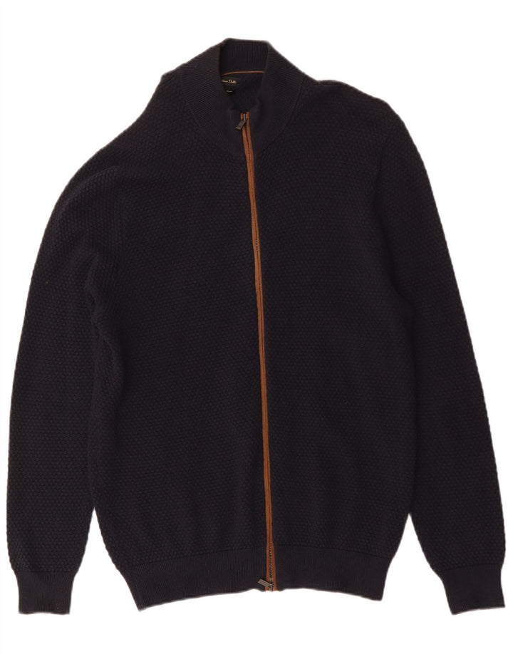 Massimo Dutti Mens Cardigan Sweater 2XL Navy Blue Cotton