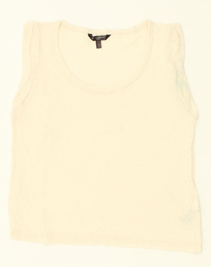 BANANA REPUBLIC Womens Vest Top UK 10 Small Off White Linen | Vintage Banana Republic | Thrift | Second-Hand Banana Republic | Used Clothing | Messina Hembry 