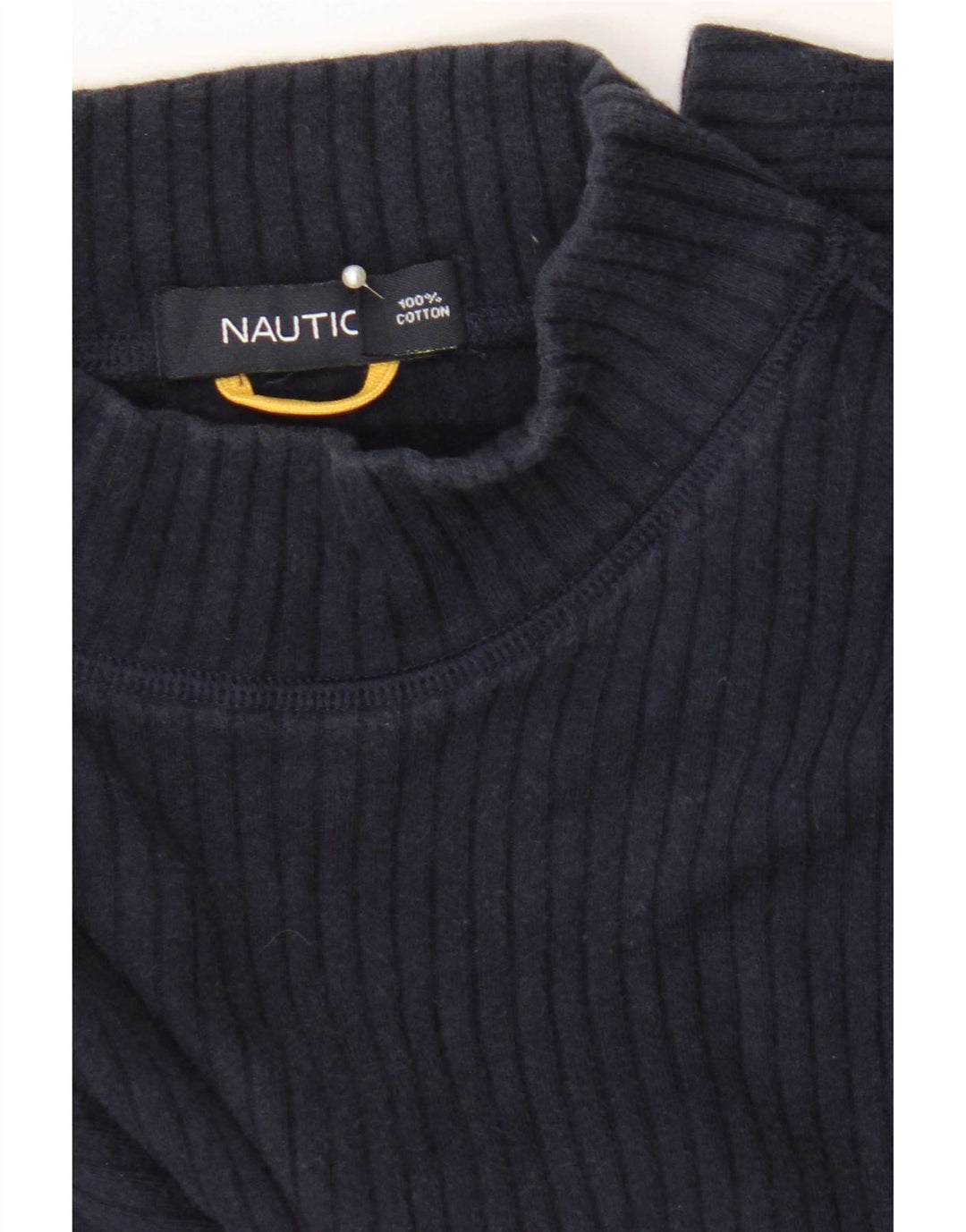 Nautica Mens Top Long Sleeve Medium Navy Blue Colourblock Cotton