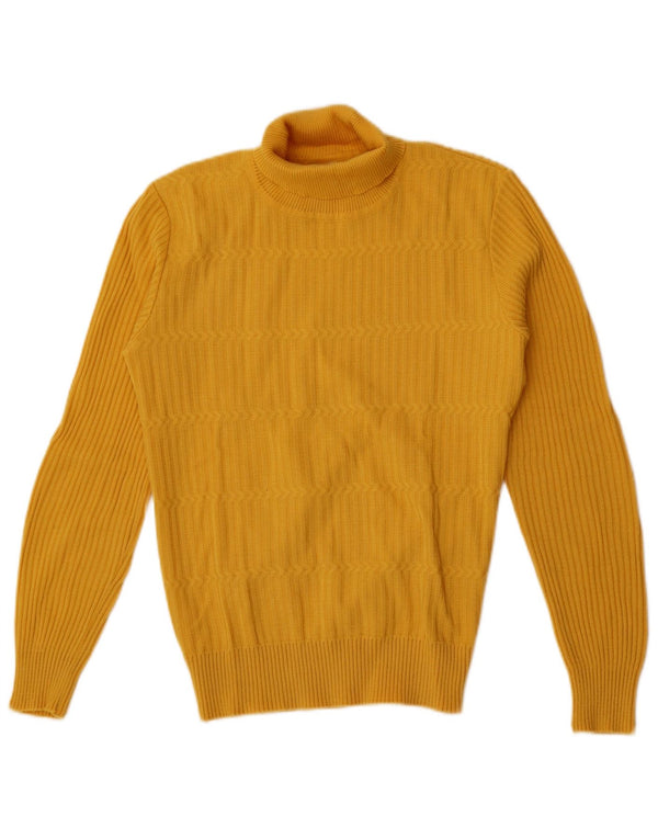 Orlon Mens Roll Neck Jumper Sweater IT 50 Medium Yellow Polyacrylic