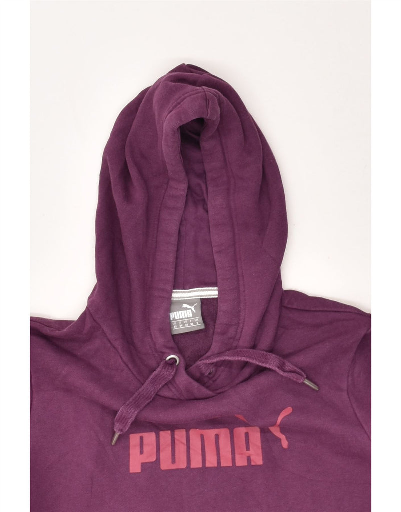 PUMA Womens Graphic Hoodie Jumper UK 8 Small Purple Cotton | Vintage Puma | Thrift | Second-Hand Puma | Used Clothing | Messina Hembry 