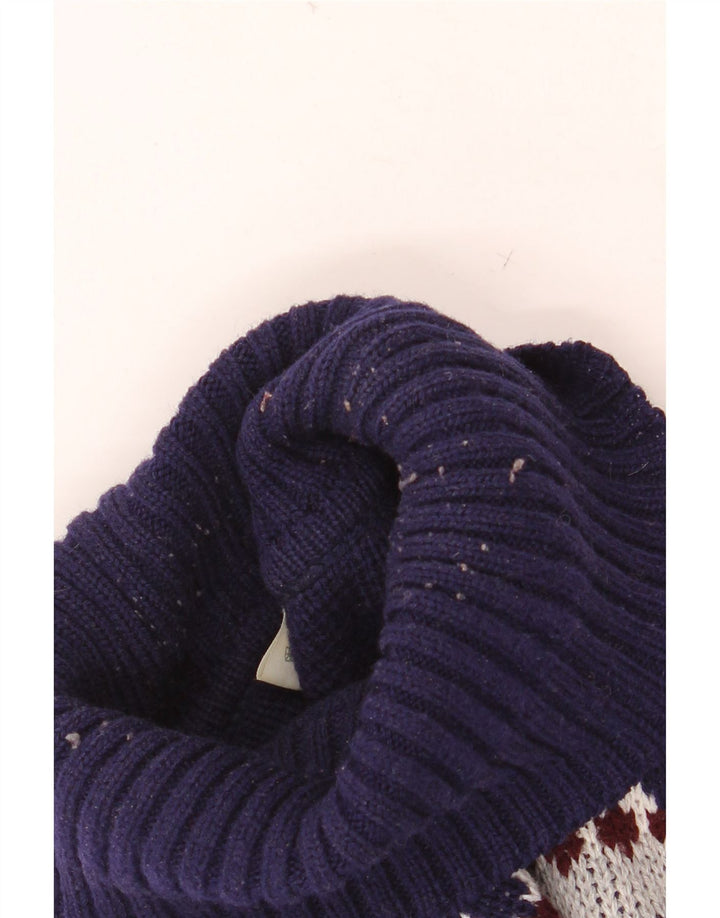 VINTAGE Mens Roll Neck Jumper Sweater IT 52/54 Large Grey Fair Isle