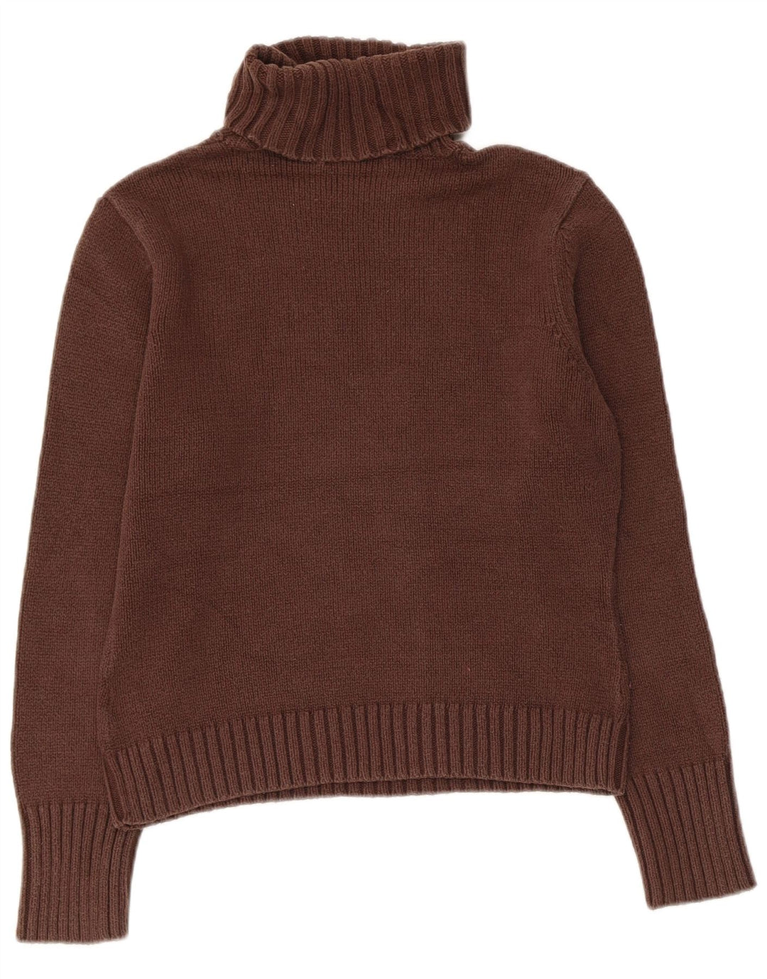 Marks & Spencer Womens Crop Roll Neck Jumper Sweater UK 12 Medium Brown
