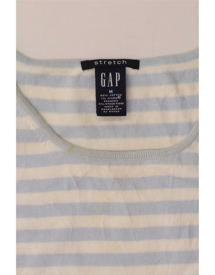 Gap Womens Vest Tank Top UK 12 Medium Blue Striped Cotton