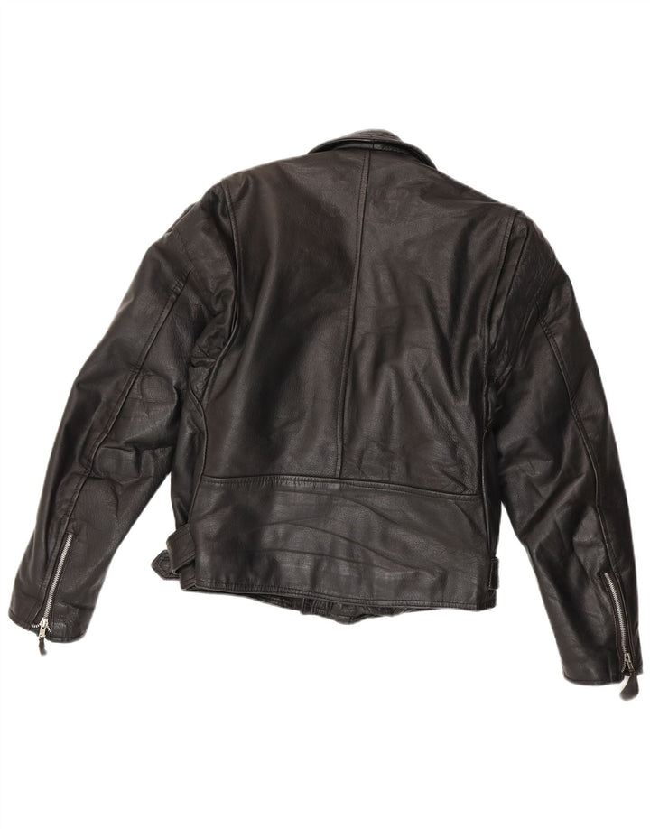 Vintage Mens Leather Biker Jacket IT 44 XS Black