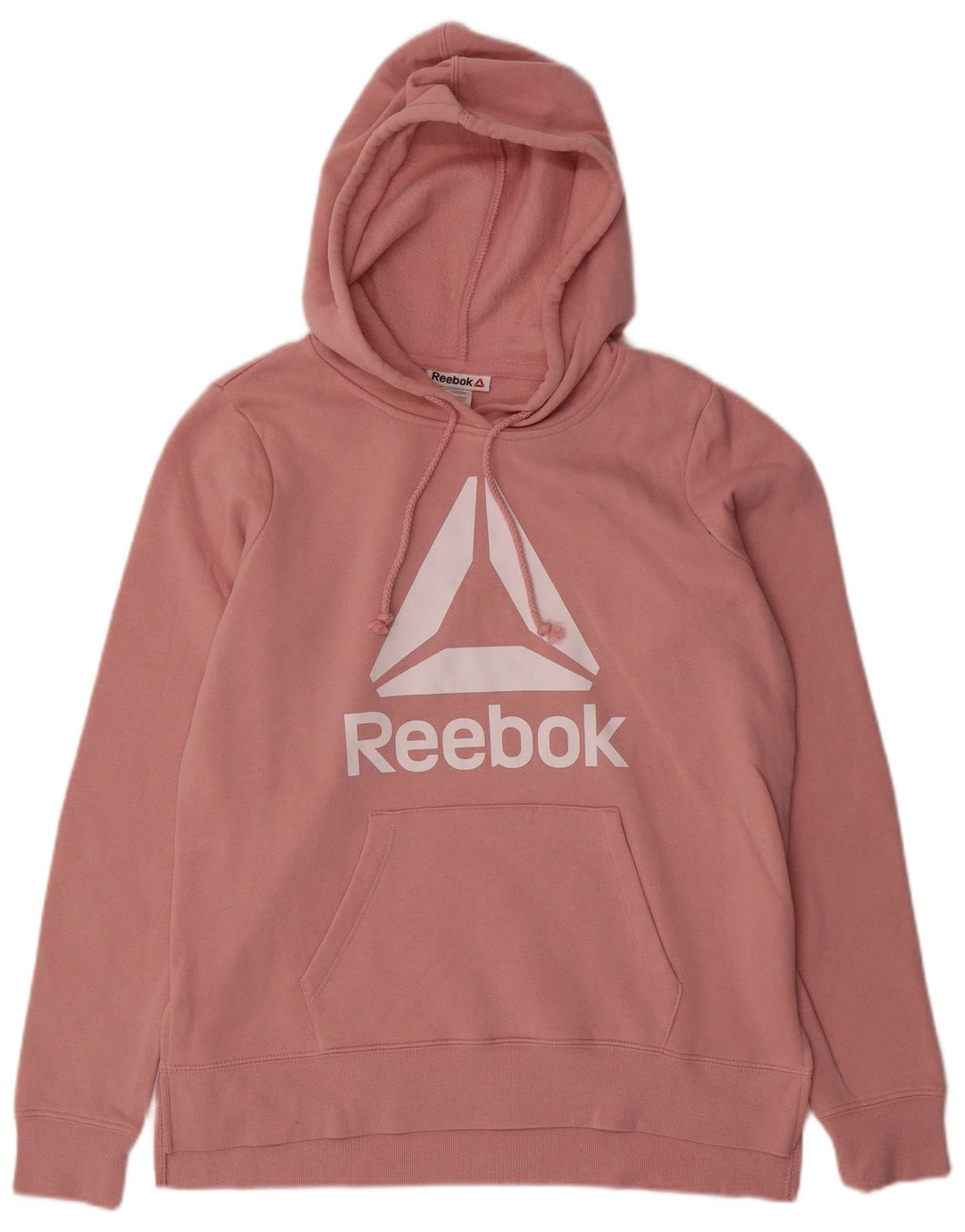 REEBOK Womens Graphic Hoodie Jumper UK 14 Medium Pink Cotton
