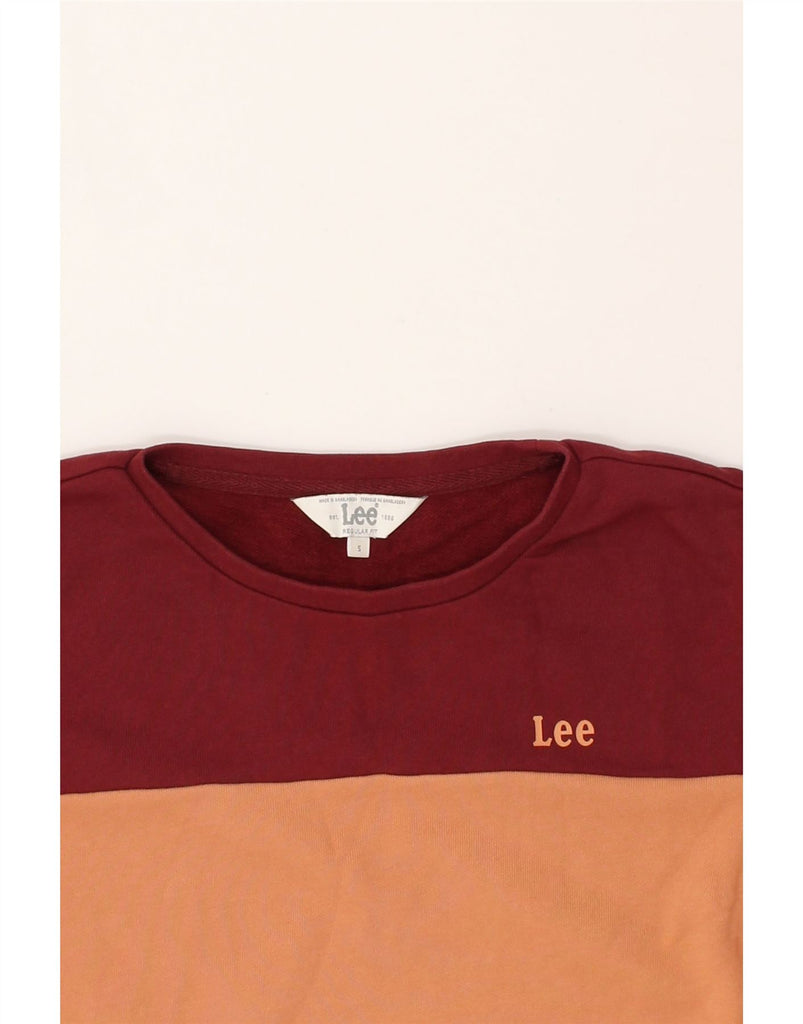 LEE Womens Regular Fit Sweatshirt Jumper UK 10 Small Burgundy Colourblock | Vintage Lee | Thrift | Second-Hand Lee | Used Clothing | Messina Hembry 