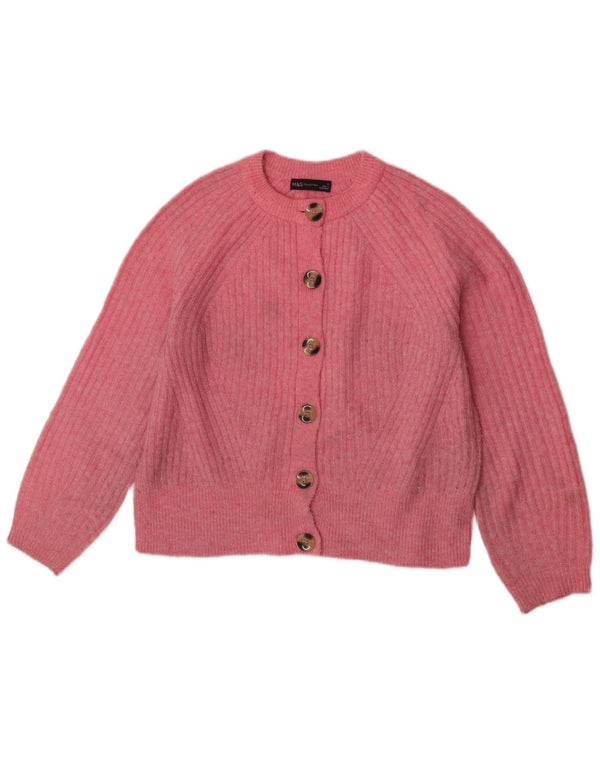 Marks & Spencer Womens Crop Cardigan Sweater UK 14 Medium Pink Acrylic