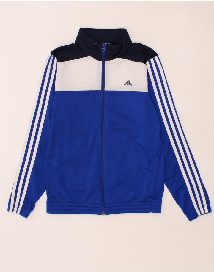 ADIDAS Boys Tracksuit Top Jacket 13-14 Years  Blue Colourblock Polyester Vintage Adidas and Second-Hand Adidas from Messina Hembry 