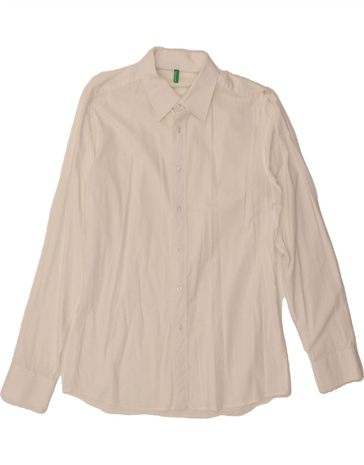 BENETTON Mens Shirt Large White Vintage Benetton and Second-Hand Benetton from Messina Hembry 
