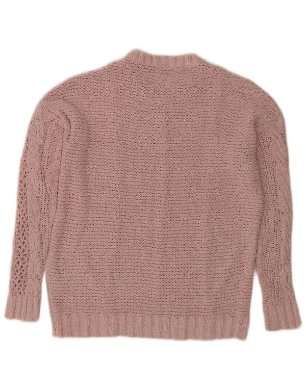 Marks & Spencer Womens Oversized Crew Neck Jumper Sweater UK 10 Small Pink