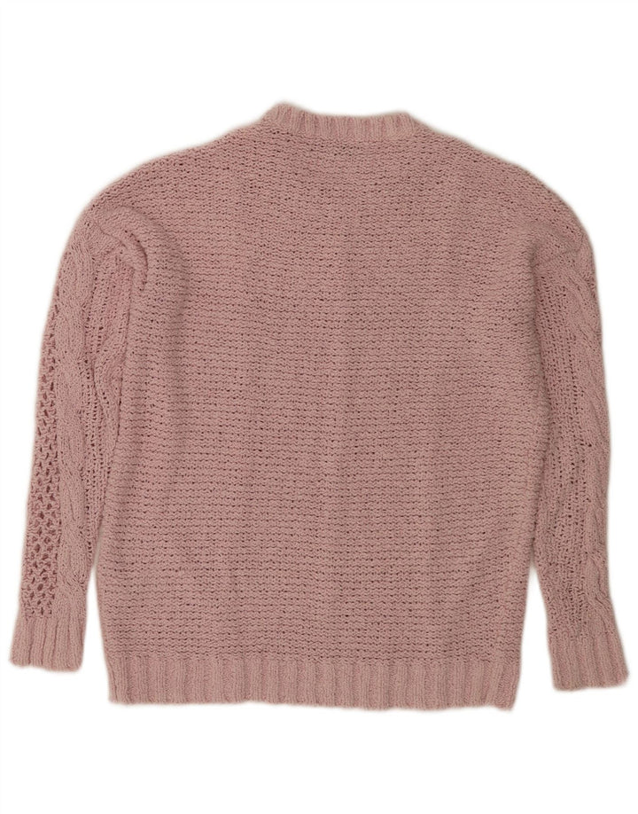 Marks & Spencer Womens Oversized Crew Neck Jumper Sweater UK 10 Small Pink
