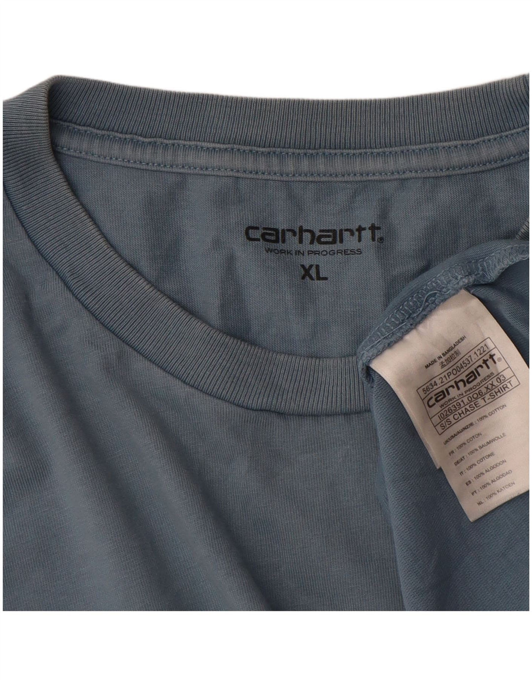 Carhartt Mens T-Shirt Top XL Blue Cotton