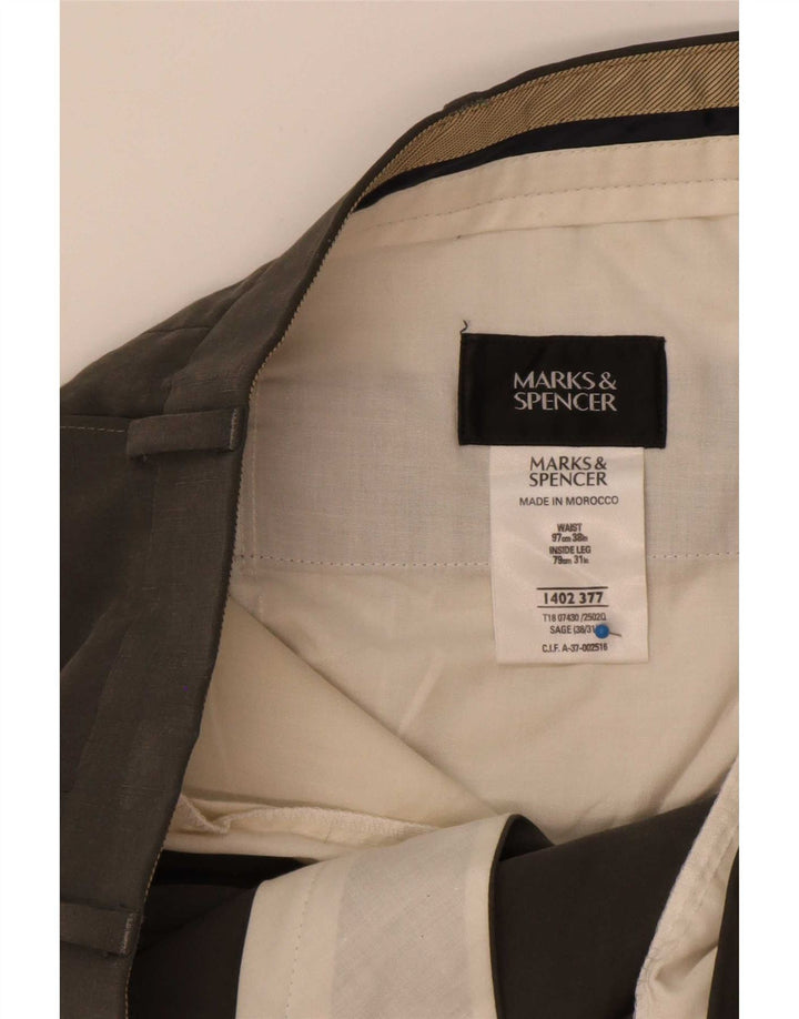 Marks & Spencer Mens Pegged Suit Trousers W38 L31 Grey Lyocell