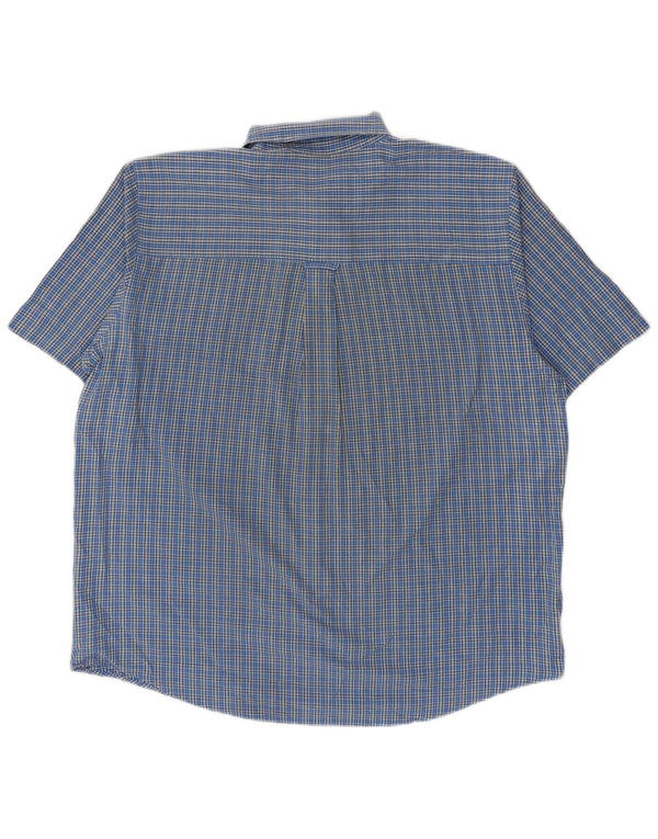 Chaps Mens Short Sleeve Shirt XL Blue Check Cotton