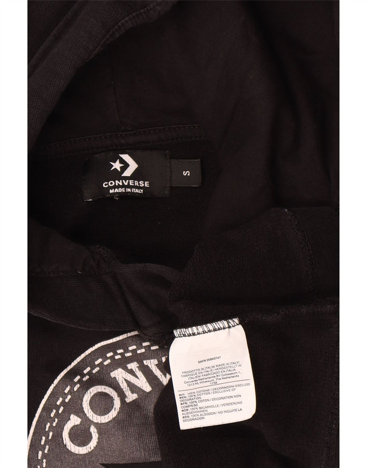 Converse Womens Oversized Crop Graphic Hoodie Jumper UK 10 Small Black
