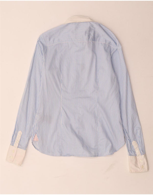 Tommy Hilfiger Womens Shirt US 6 Medium Blue Pinstripe Cotton