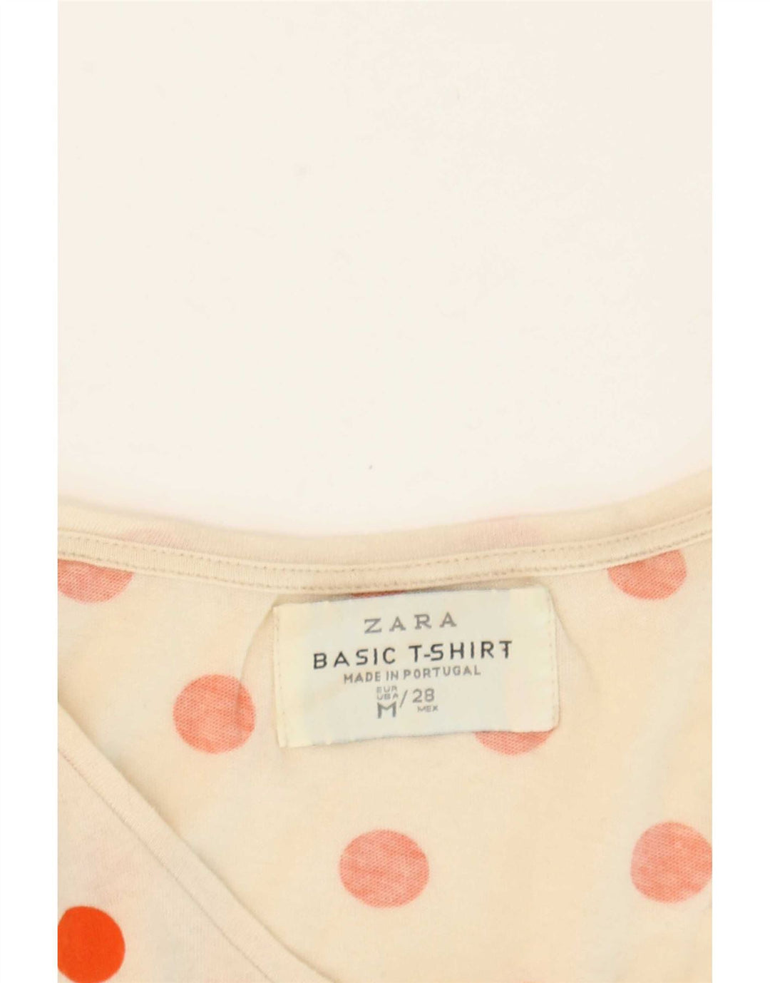 Zara Womens T-Shirt Top UK 12 Medium Off White Polka Dot