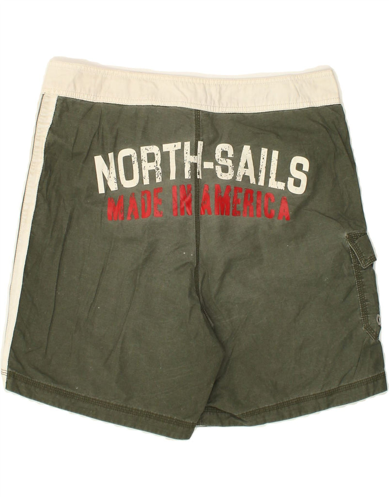 NORTH SAILS Mens Graphic Swimming Shorts Medium Khaki Cotton | Vintage North Sails | Thrift | Second-Hand North Sails | Used Clothing | Messina Hembry 