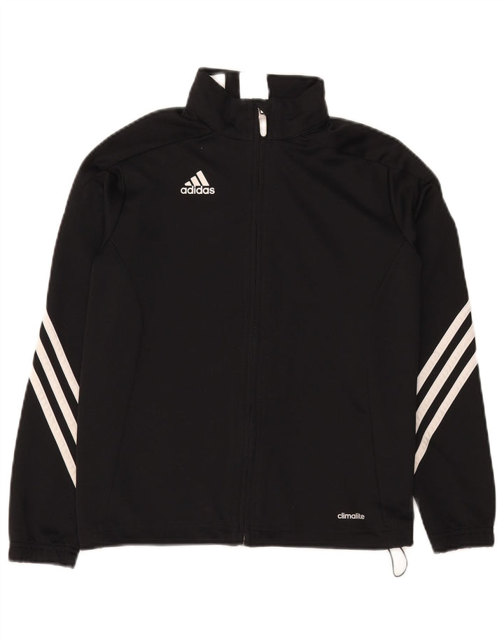 Adidas Girls Tracksuit Top Jacket 9-10 Years Black Polyester