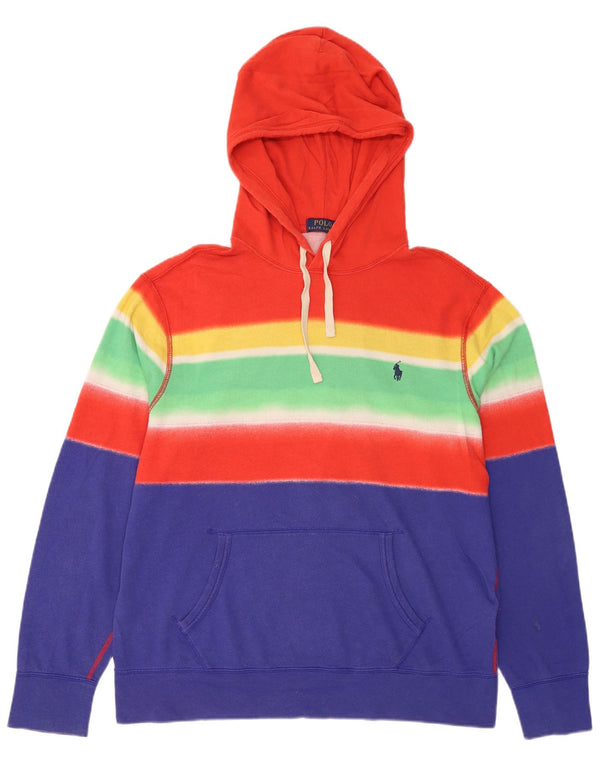 POLO RALPH LAUREN Mens Hoodie Jumper Large Multicoloured Colourblock