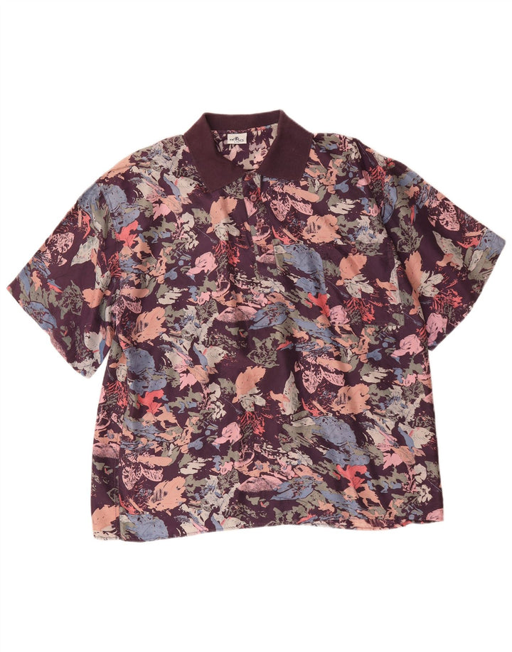 Vintage Mens Pullover Shirt IT 52 Large Multicoloured Floral Silk