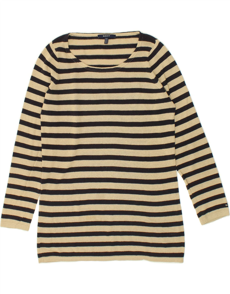 GANT Womens Boat Neck Jumper Sweater UK 10 Small Black Striped Wool | Vintage Gant | Thrift | Second-Hand Gant | Used Clothing | Messina Hembry 