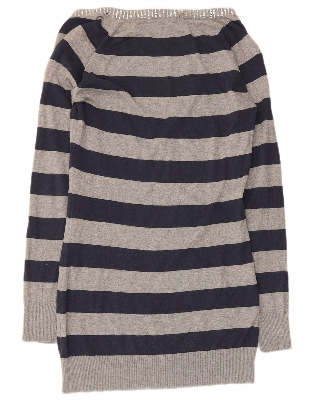 Max & Co. Womens V-Neck Jumper Sweater UK 10 Small Grey Striped