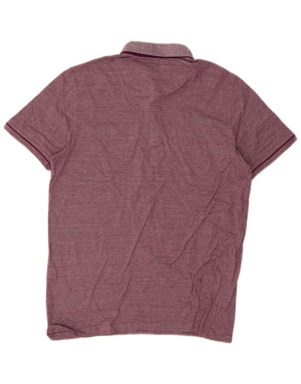 Ted Baker Mens Polo Shirt Size 4 Large Purple Pinstripe Cotton