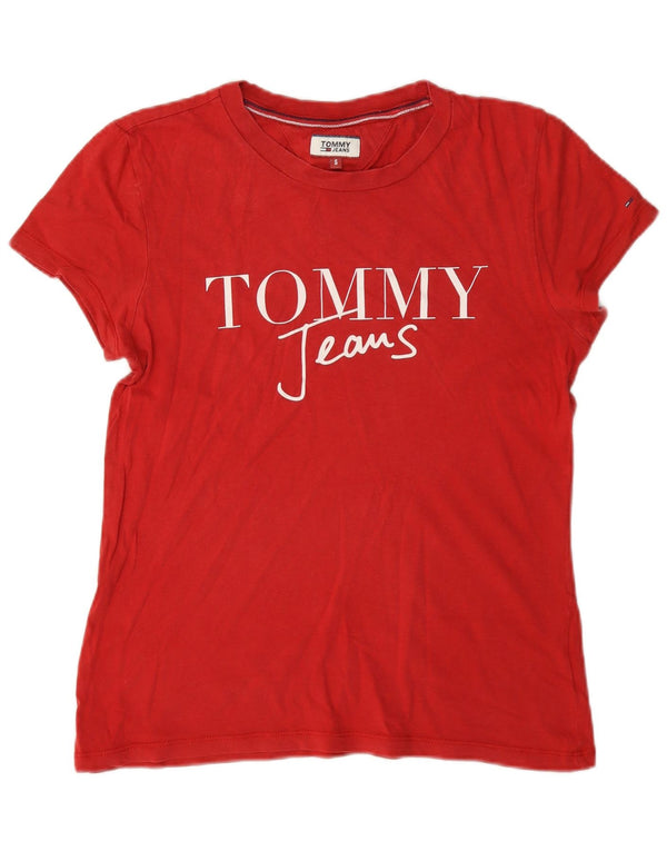 Tommy Hilfiger Womens Graphic T-Shirt Top UK 10 Small Red