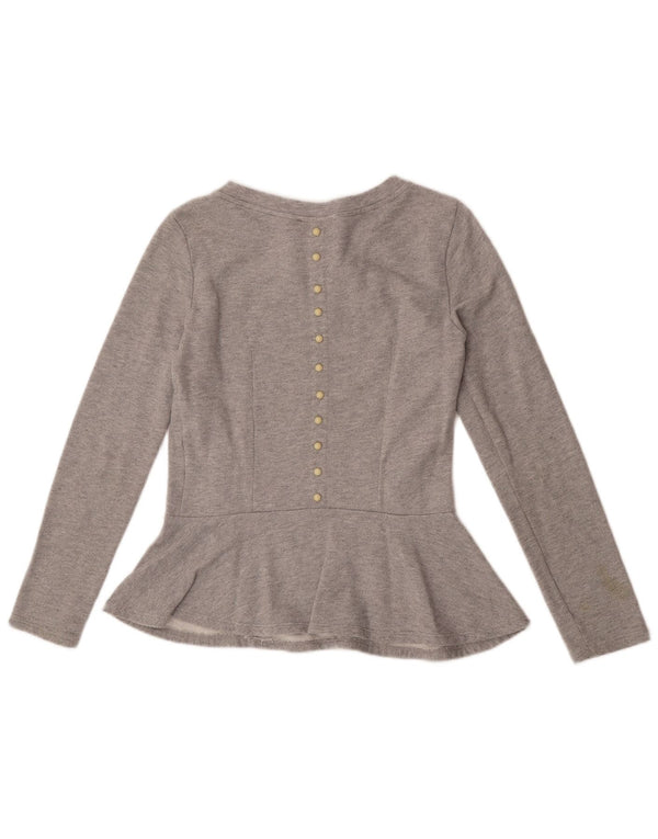 MET Womens Long Sleeve Blouse Top UK 10 Small Grey Cotton