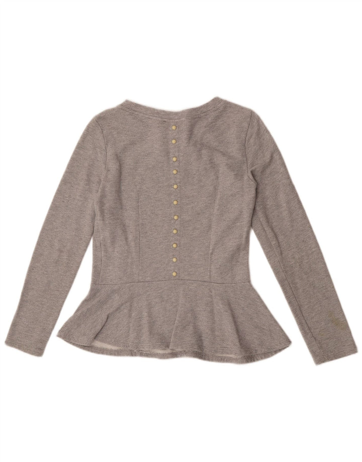 MET Womens Long Sleeve Blouse Top UK 10 Small Grey Cotton