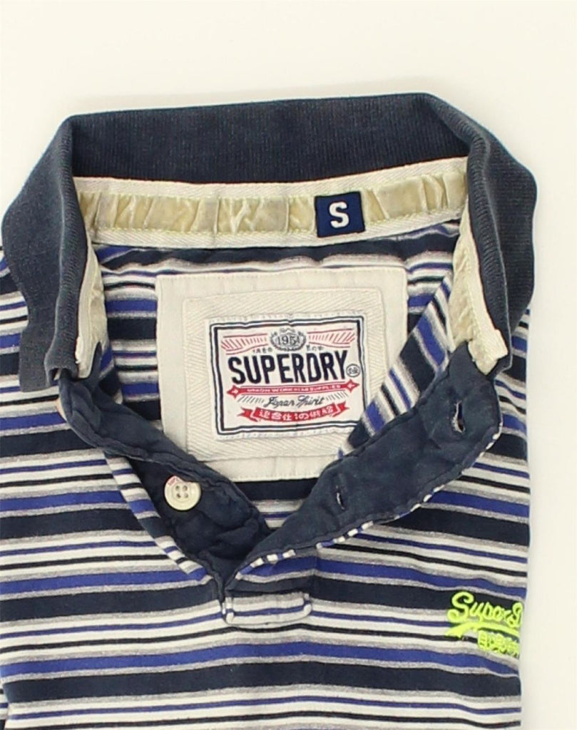 SUPERDRY Mens Polo Shirt Small Navy Blue Striped Cotton | Vintage Superdry | Thrift | Second-Hand Superdry | Used Clothing | Messina Hembry 