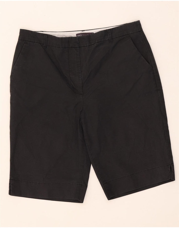 Marks & Spencer Womens Chino Shorts UK 12 Medium W32  Black Cotton