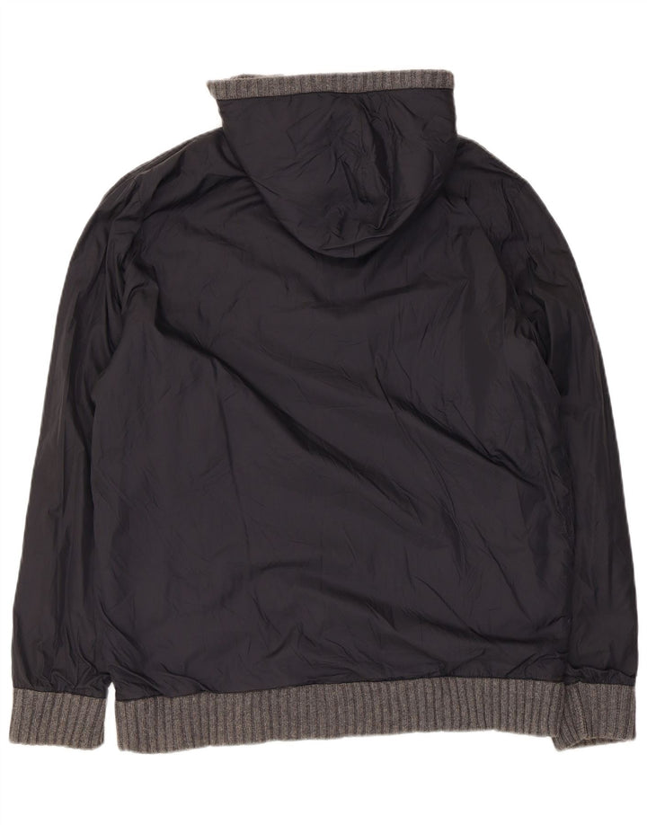 Massimo Dutti Mens Hooded Knit Reversible Jacket UK 42 XL Grey