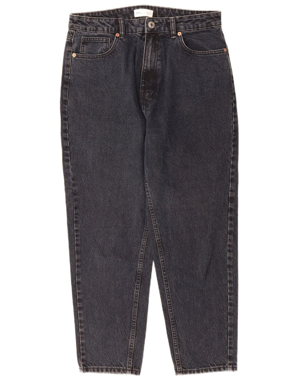 Zara Womens High Waist Tapered Jeans EU 42 Large W32 L28 Navy Blue Cotton
