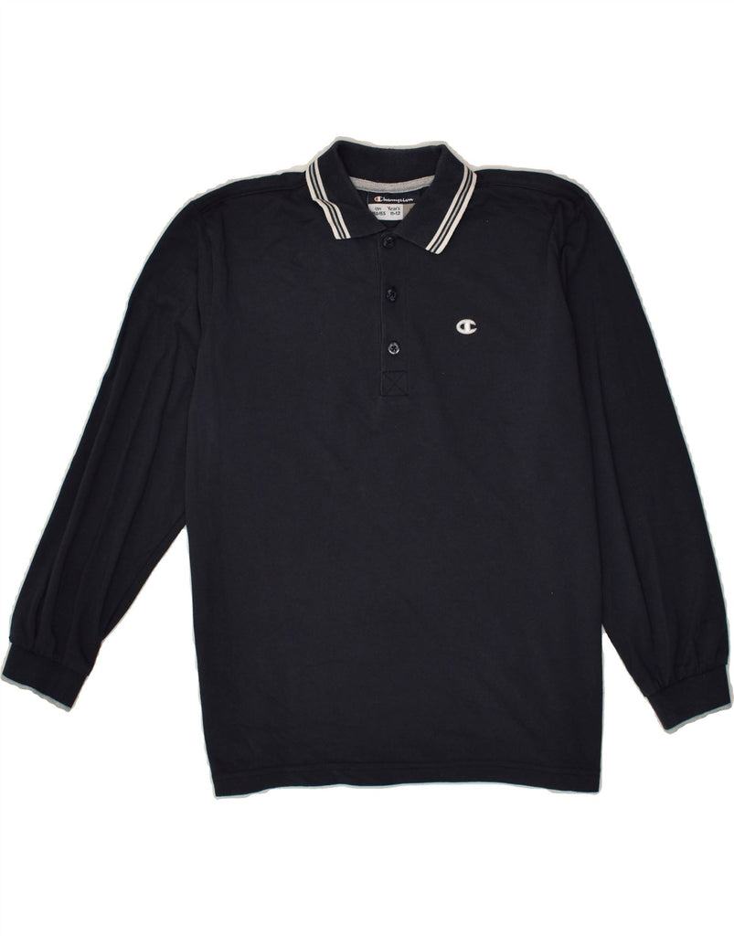 CHAMPION Boys Long Sleeve Polo Shirt 11-12 Years Large Navy Blue Cotton | Vintage Champion | Thrift | Second-Hand Champion | Used Clothing | Messina Hembry 