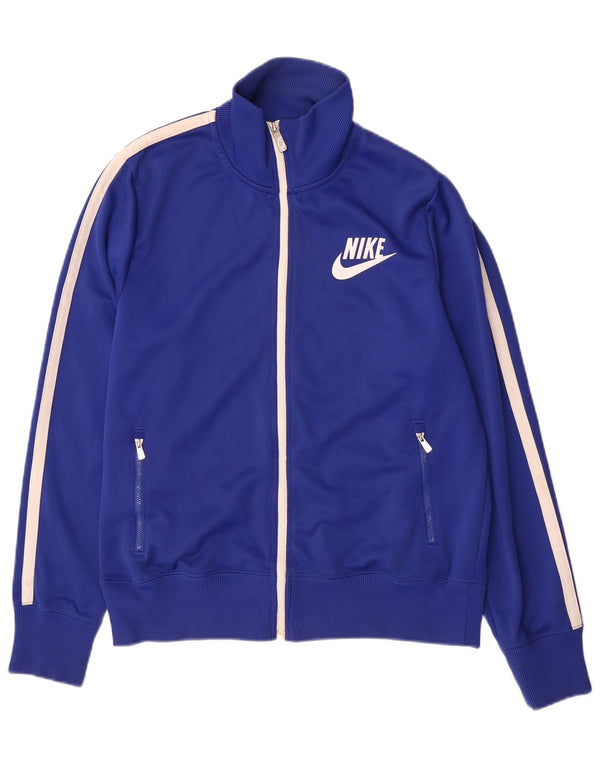 NIKE Mens Graphic Tracksuit Top Jacket Medium Blue Colourblock Polyester