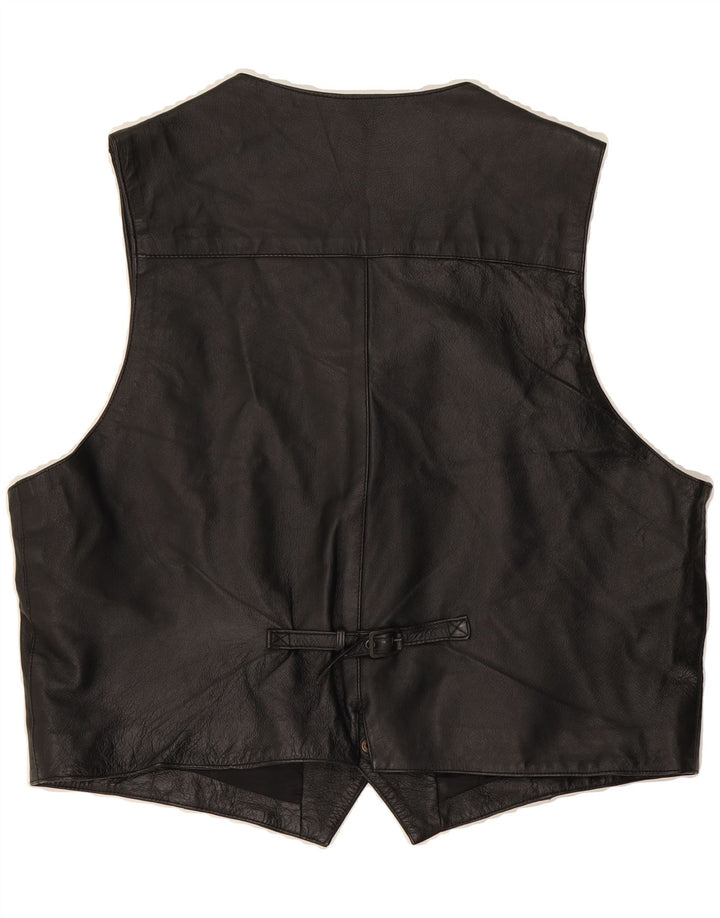 IVY OXFORD Mens Leather Waistcoat XL Black Leather Vintage Ivy Oxford and Second-Hand Ivy Oxford from Messina Hembry 