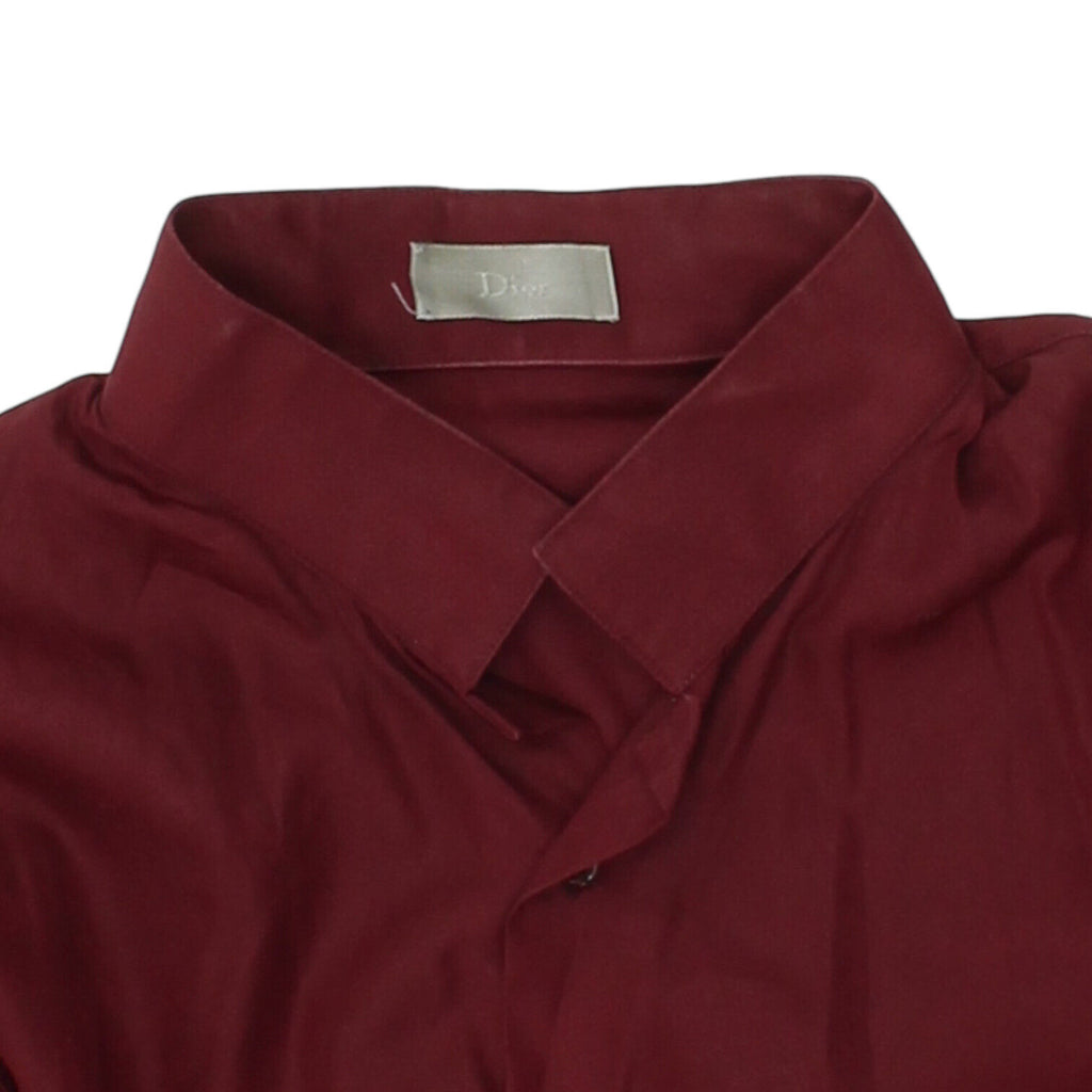 Christian Dior Mens Burgundy Button Up Shirt | Vintage High End Designer Formal | Vintage Messina Hembry | Thrift | Second-Hand Messina Hembry | Used Clothing | Messina Hembry 