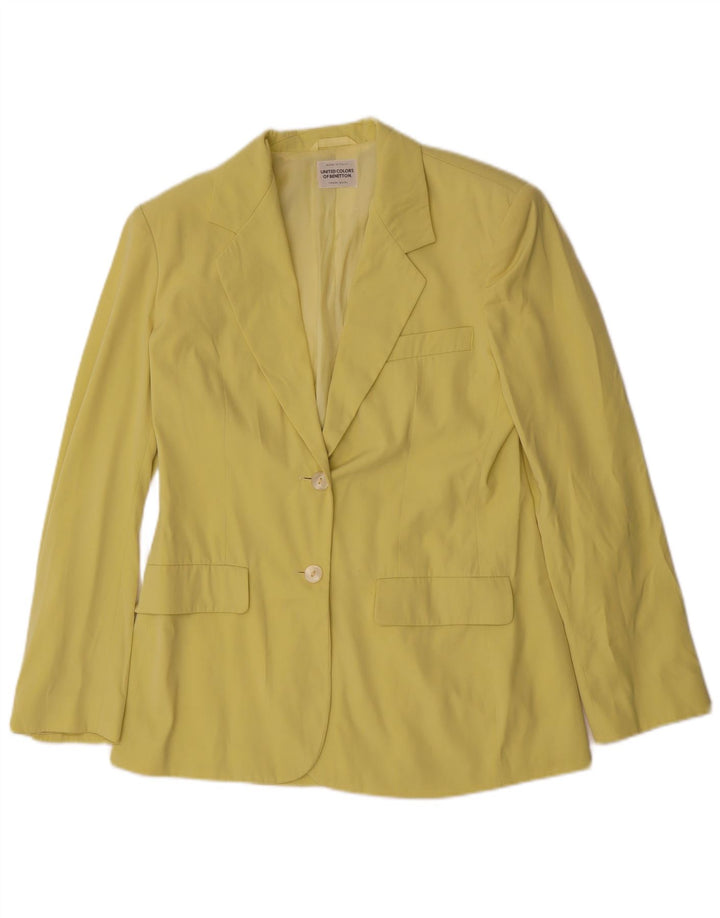 Benetton Womens 2 Button Blazer Jacket IT 44 Medium Green Polyester